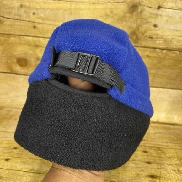 Patagonia Duckbill Synchilla Fleece Hat Cap Vintage Ear Flap Buckle Blue Medium - Picture 3 of 7